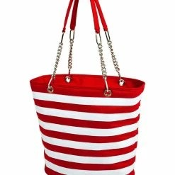 Budget 🎁 Picnic At Ascot Insulated Stripe Cooler Tote With Chain Handle Home Outdoor Decor & Accessories 🥰
