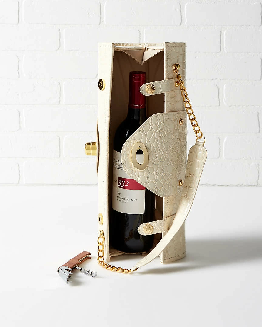 Flash Sale ⌛ Picnic At Ascot White Crocodile Wine Carrier & Purse Home Decorative Items & Frames ✨ 3 Flash Sale ⌛ Picnic At Ascot White Crocodile Wine Carrier & Purse Home Decorative Items & Frames ✨ - Image 3