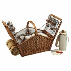 Best Pirce 🌟 Picnic At Ascot Huntsman Basket Set For 4 With Blanket Home Outdoor Decor & Accessories ✔️