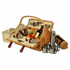 New 🛒 Picnic At Ascot "London" Yorkshire Coffee Service Picnic Basket For 4 W/ Blanket Home Outdoor Decor & Accessories ❤️
