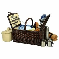 Best deal 💯 Picnic At Ascot Buckingham Basket For 4 W/ Blanket And Coffee Service Home Outdoor Decor & Accessories 🧨