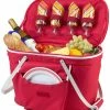 Budget 🌟 Picnic At Ascot Collapsible Basket Cooler Set For 4 Home Outdoor Decor & Accessories Red 🤩