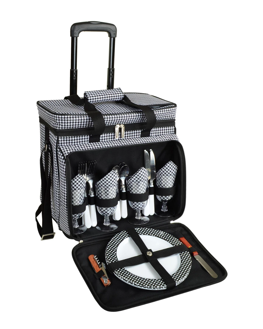 Wholesale π― Picnic At Ascot Wheeled Picnic Cooler Set For 4 Home Outdoor Decor & Accessories Houndstooth π 5 Wholesale π― Picnic At Ascot Wheeled Picnic Cooler Set For 4 Home Outdoor Decor & Accessories Houndstooth π - Image 5