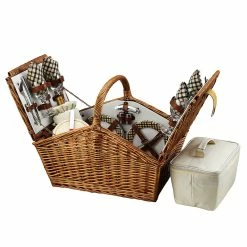 Cheapest 🔔 Picnic At Ascot Huntsman Picnic Basket For 4 Home Outdoor Decor & Accessories Gazebo ⌛ -Picnic at Ascot shop 3010148576 RLLZ plaid 1