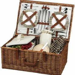 Budget 🎁 Picnic At Ascot "Dorset" Picnic Basket For 4 Home Outdoor Decor & Accessories 🌟