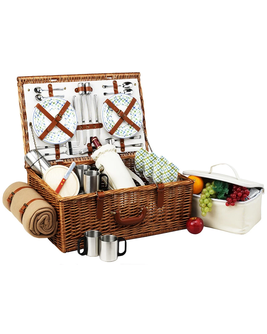 New ✔️ Picnic At Ascot Deluxe Dorset Picnic Basket For 4 With Coffee & Blanket Set Home Outdoor Decor & Accessories Santa Cruz ⭐ 3 New ✔️ Picnic At Ascot Deluxe Dorset Picnic Basket For 4 With Coffee & Blanket Set Home Outdoor Decor & Accessories Santa Cruz ⭐ - Image 3