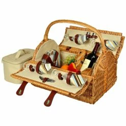 Deals 😍 Picnic At Ascot "Yorkshire" Picnic Basket For 4 Home Outdoor Decor & Accessories 🌟