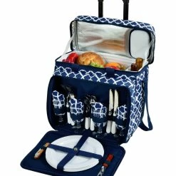 Hot Sale 👍 Picnic At Ascot "Trellis" Picnic Cooler For 4 With Removable Wheeled Cart Home Outdoor Decor & Accessories 💯