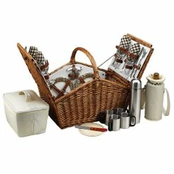 New 🌟 Picnic At Ascot Huntsman Basket For 4 With Coffee Service Home Outdoor Decor & Accessories Santa Cruz 👍
