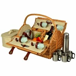 Coupon 🛒 Picnic At Ascot Yorkshire Picnic Basket For Four With Coffee Set Home Outdoor Decor & Accessories 😉