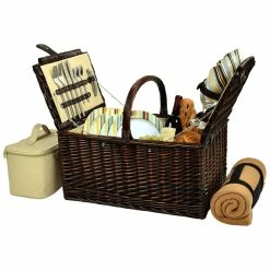 Promo 😉 Picnic At Ascot 4-Person Picnic Basket Home Outdoor Decor & Accessories 😍