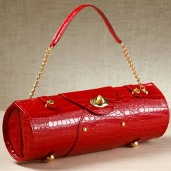 Cheapest 💯 Picnic At Ascot Red Crocodile-Embossed Wine Carrier & Purse Home Outdoor Decor & Accessories ✔️