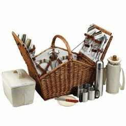 New 🎁 Picnic At Ascot "Huntsman" Basket For 4 Home Outdoor Decor & Accessories 👏