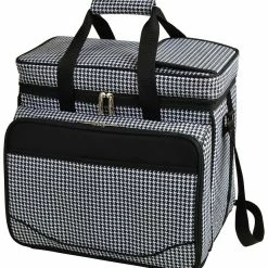 Cheap 💯 Picnic At Ascot Houndstooth Picnic Cooler For 4 Home Outdoor Decor & Accessories ✔️