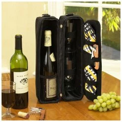 Deals 🔥 Picnic At Ascot Paris Collection Deluxe Black Wine Holder & Glasses Home Outdoor Decor & Accessories 🌟 -Picnic at Ascot shop 3070330041 RLLZ 3