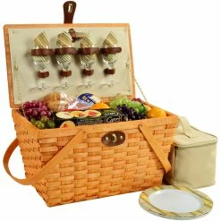 Coupon ⭐ Picnic At Ascot Settler Picnic Basket For Four Home Outdoor Decor & Accessories 💯