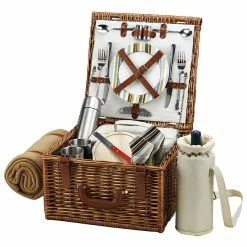 Best deal ✨ Picnic At Ascot "Santa Cruz" Cheshire Basket With Coffee Set & Blanket For Two Home Dining Sets 🤩