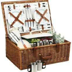 Deals ⌛ Picnic At Ascot Dorset Basket For Four With Coffee Service Home Outdoor Decor & Accessories 👏